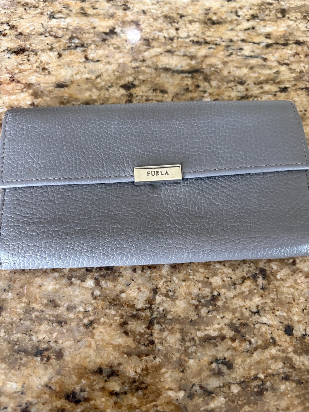 Furla Pebbled Leather Wallet in Steel Gray